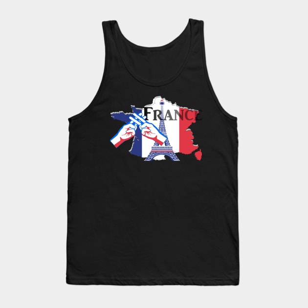 Handhashtag France iLove my Country Tank Top by Chipity-Design